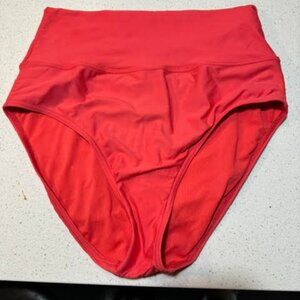 Sunset Swimwear - Fold-Over High-Waist Bikini Bottoms - Coral
